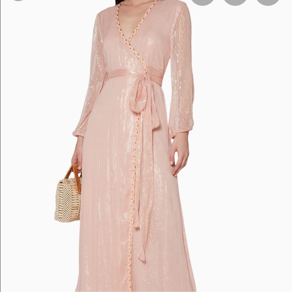 Misa Los Angeles Shimmering Blush Long Sleeve Dress